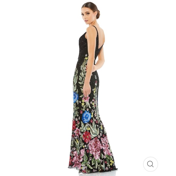 Mac Duggal FLORAL EMBELLISHED SPAGHETTI STRAP GOWN - Picture 2 of 13